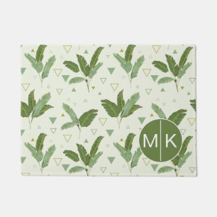 Banana Leaf With Triangles Monogram Doormat