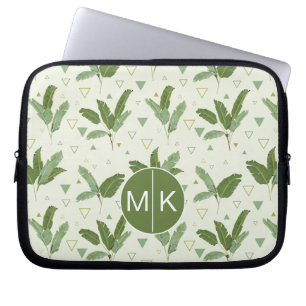 Banana Leaf With Triangles   Monogram Laptop Sleeve