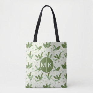 Banana Leaf With Triangles Monogram Tote Bag
