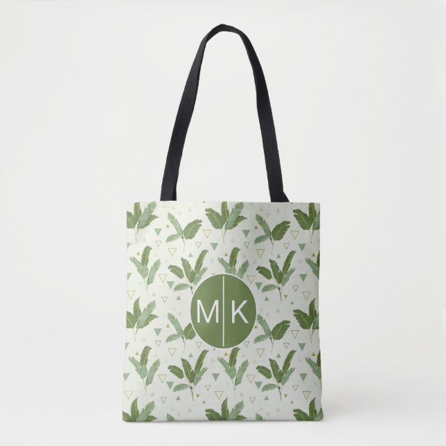 Banana Leaf With Triangles | Monogram Tote Bag (Front)