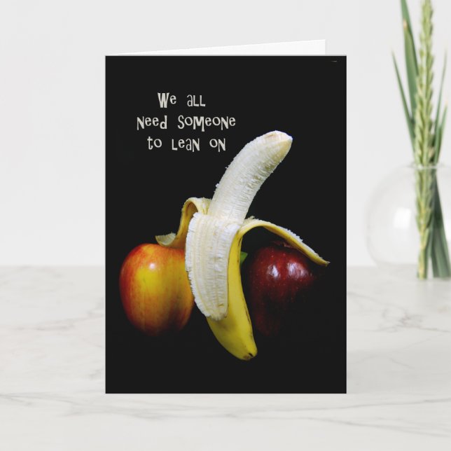 Banana Leaning On Apple Thinking of you Card (Front)