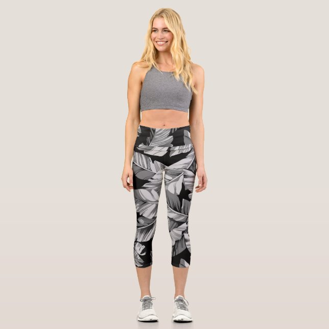 Banana Leaves 3 Capri Leggings (Front)