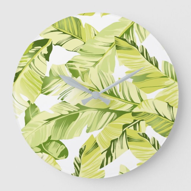 Banana Leaves 4 Large Clock (Front)