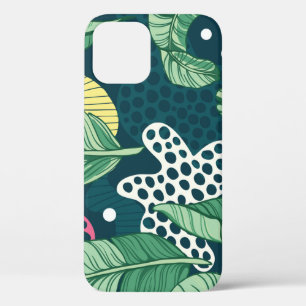 Banana leaves abstract, trendy colours iPhone 12 case