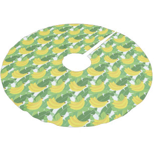 Banana Leaves And Fruit Pattern Brushed Polyester Tree Skirt