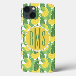 Banana Leaves And Fruit Pattern Monogram iPhone 13 Case