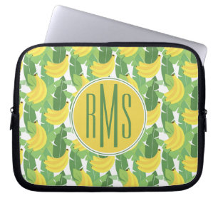 Banana Leaves And Fruit Pattern Monogram Laptop Sleeve