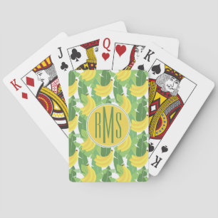 Banana Leaves And Fruit Pattern Monogram Playing Cards