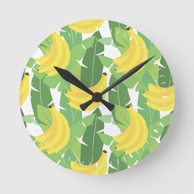 Banana Leaves And Fruit Pattern Round Clock (Front)