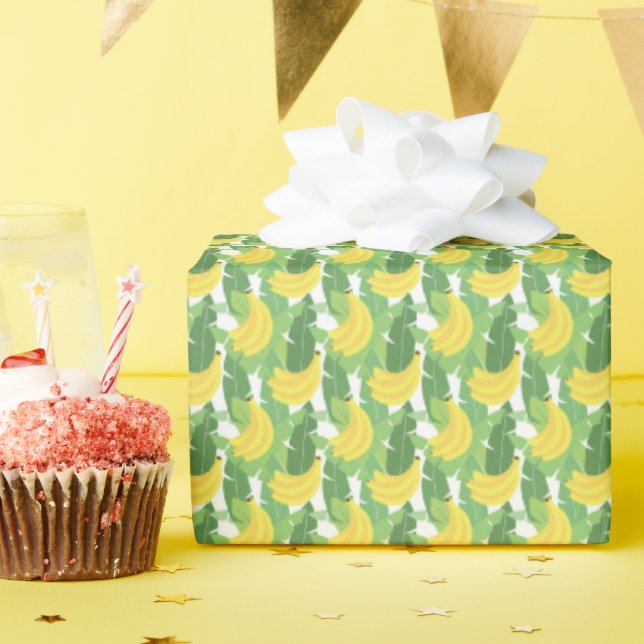 Banana Leaves And Fruit Pattern Wrapping Paper (Birthday Party)