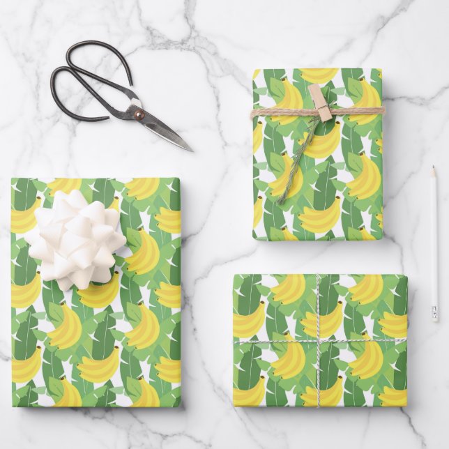 Banana Leaves And Fruit Pattern Wrapping Paper Sheet (Front)