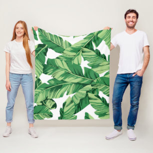 Banana leaves fleece blanket