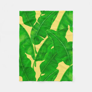 Banana leaves fleece blanket