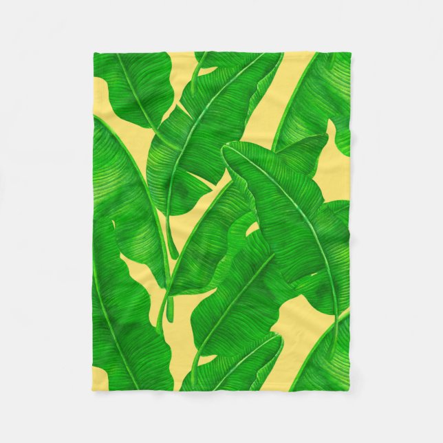 Banana leaves fleece blanket (Front)