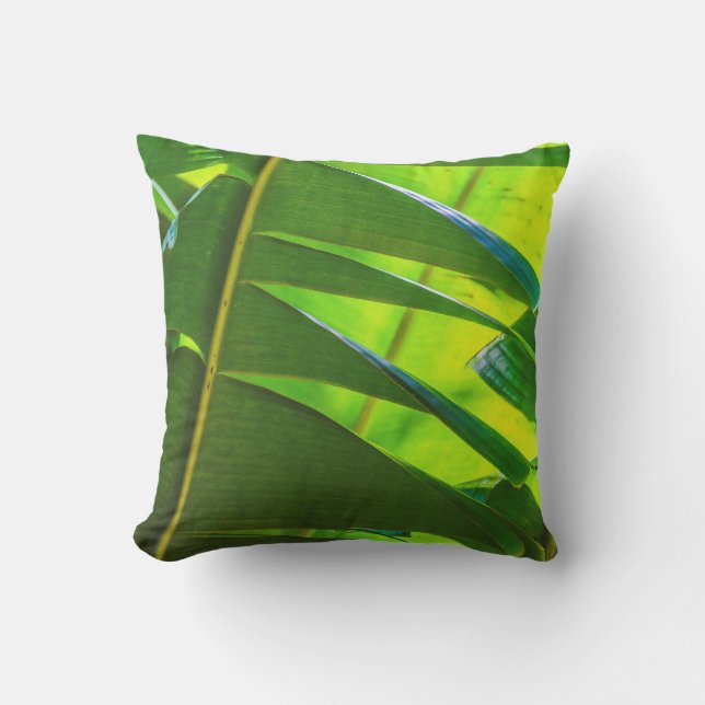Banana Leaves & Flower Hawaiian Reversible Outdoor Cushion (Front)