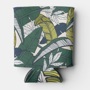 Banana Leaves Hand Drawn Illustration. Can Cooler