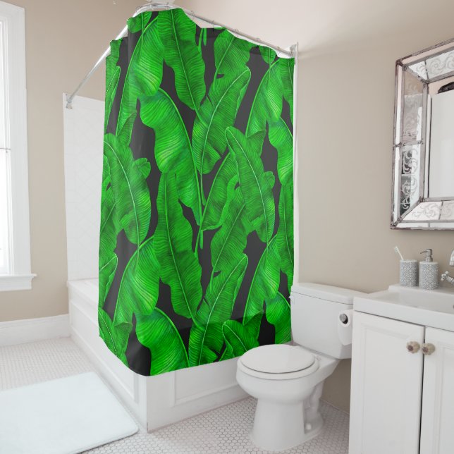 Banana leaves pattern shower curtain (In Situ)
