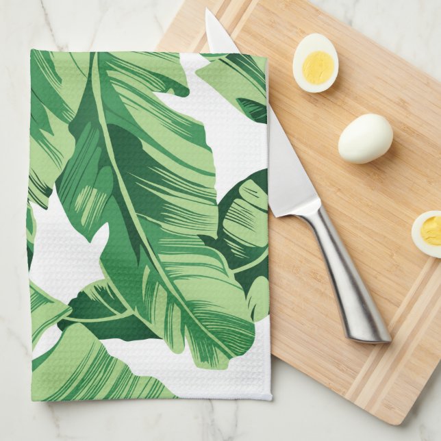 Banana leaves tea towel (Quarter Fold)