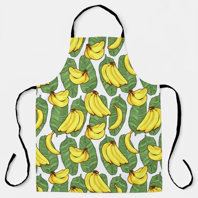 Banana Leaves: Tropical Fruit Pattern Apron (Front)