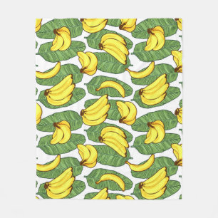 Banana Leaves: Tropical Fruit Pattern Fleece Blanket