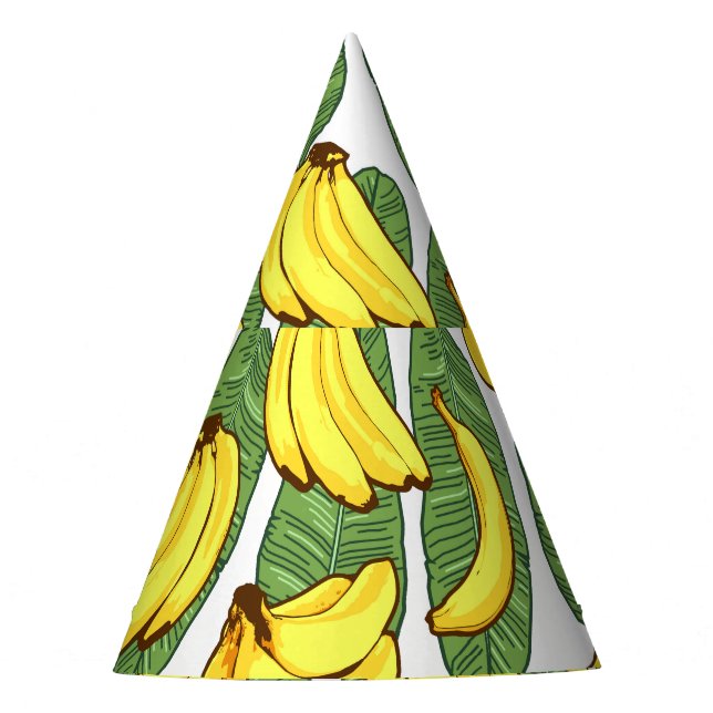 Banana Leaves: Tropical Fruit Pattern Party Hat (Front)