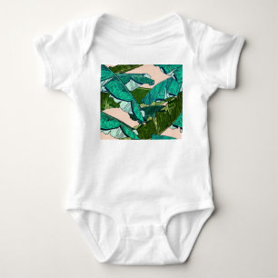 Banana Leaves: Tropical Seamless Pattern. Baby Bodysuit