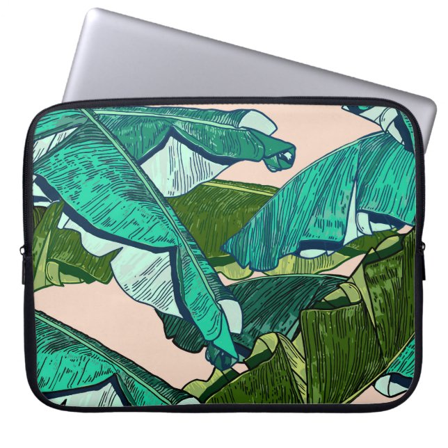 Banana Leaves: Tropical Seamless Pattern. Laptop Sleeve (Front)