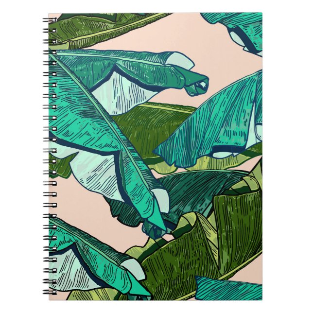 Banana Leaves: Tropical Seamless Pattern. Notebook (Front)