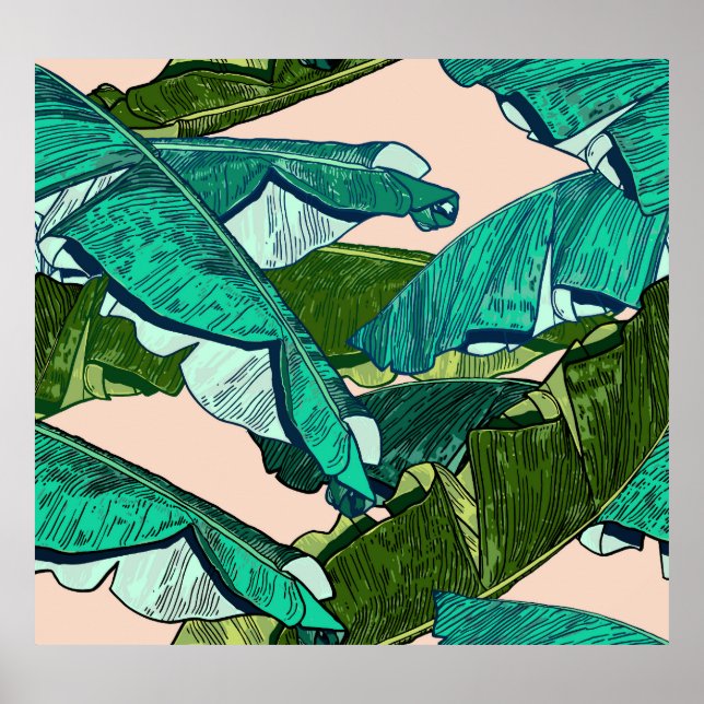 Banana Leaves: Tropical Seamless Pattern. Poster (Front)