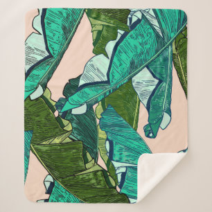 Banana Leaves: Tropical Seamless Pattern. Sherpa Blanket