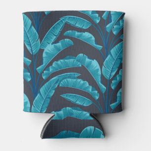 Banana Leaves: Vintage Tropical Pattern. Can Cooler
