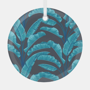 Banana Leaves: Vintage Tropical Pattern. Glass Tree Decoration