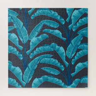 Banana Leaves: Vintage Tropical Pattern. Jigsaw Puzzle