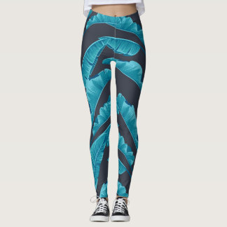 Banana Leaves: Vintage Tropical Pattern. Leggings