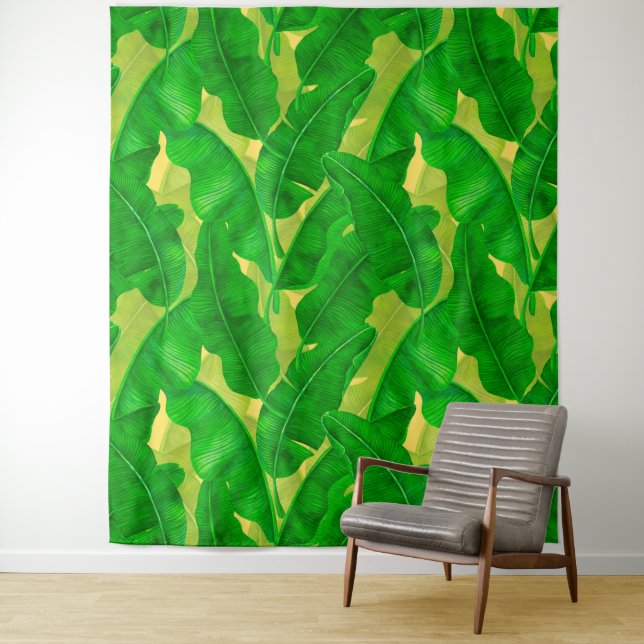 Banana leaves watercolor pattern tapestry (In Situ)