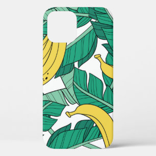 Banana Leaves: White Vintage Pattern. iPhone 12 Case