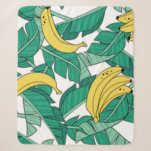 Banana Leaves: White Vintage Pattern. Sherpa Blanket