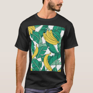 Banana Leaves: White Vintage Pattern. T-Shirt