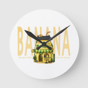 banana milk café Wall Clock