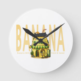 banana milk café Wall Clock
