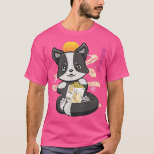 Banana Milk Tea Boba Border Collie Cute Dog Anime T-Shirt