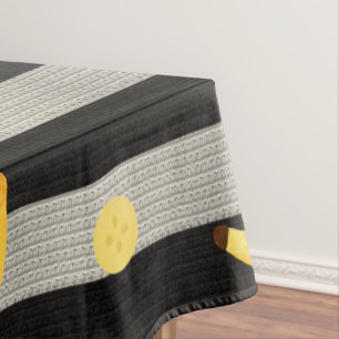 Banana Modern Black & White Stripes Tablecloth