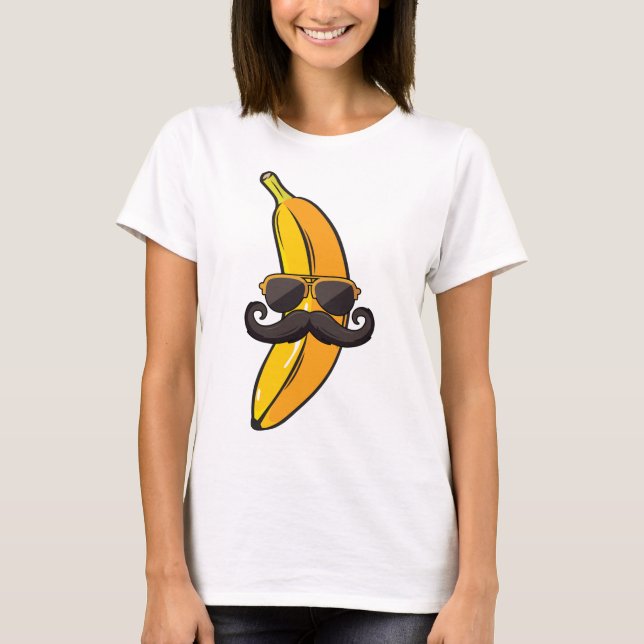 Banana Moustache Sunglasses Face Funny Fruit Cool  T-Shirt (Front)