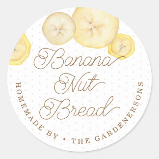 Banana Nut Bread Watercolor Treat Classic Round Sticker