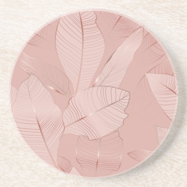 Banana, palm leaves: shiny copper. coaster (Front)