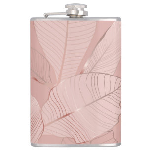 Banana, palm leaves: shiny copper. hip flask