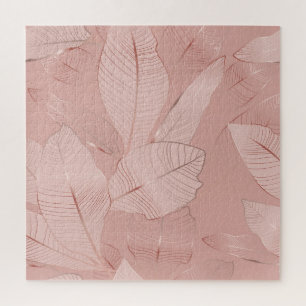 Banana, palm leaves: shiny copper. jigsaw puzzle
