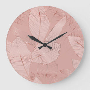 Banana, palm leaves: shiny copper. large clock