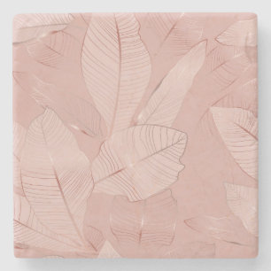 Banana, palm leaves: shiny copper. stone coaster