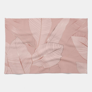 Banana, palm leaves: shiny copper. tea towel